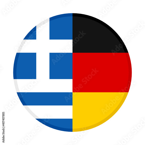 round icon with greece and germany flags. vector illustration isolated on white background	
