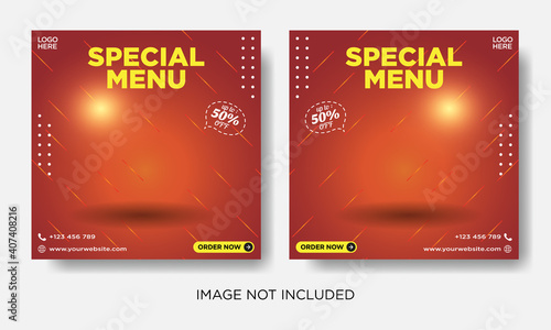 Flyer or Social Media Post Template Themed Food With Simple and looks Modern Concept and Bundle Set