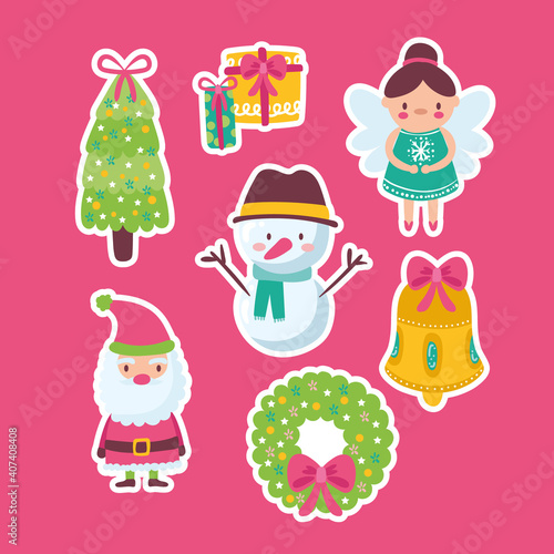 cute icons decorative for merry christmas