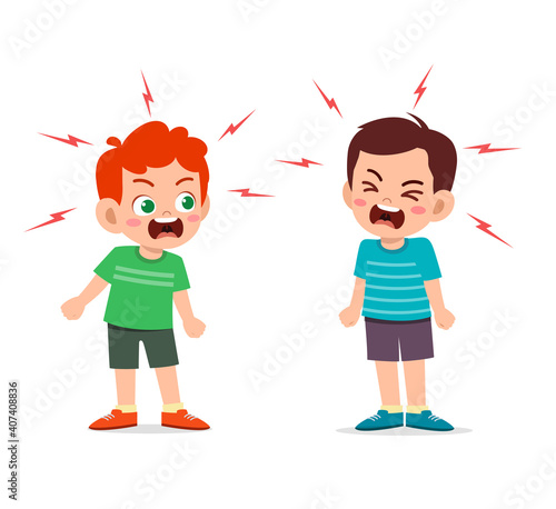 little boy fight and argue with his friend