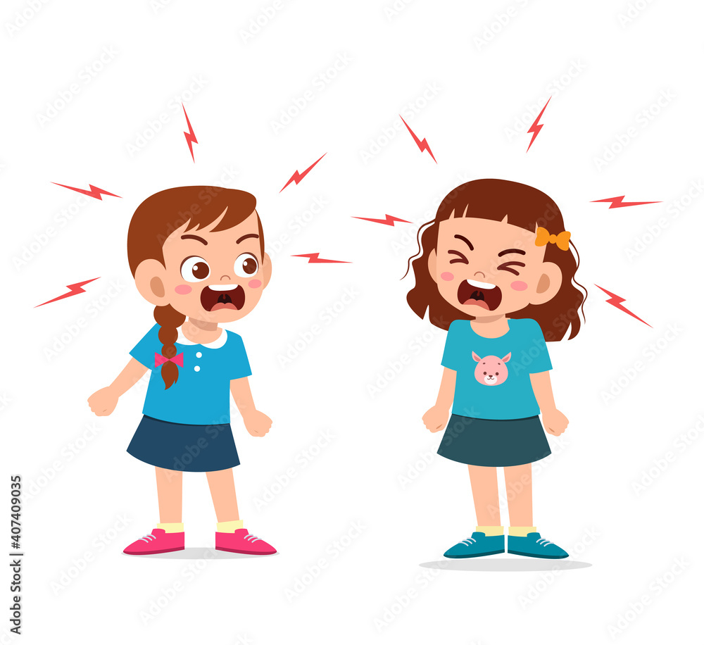 little girl fight and argue with her friend little girl fight and argue with her friend