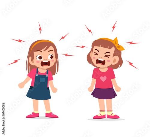 little girl fight and argue with her friend