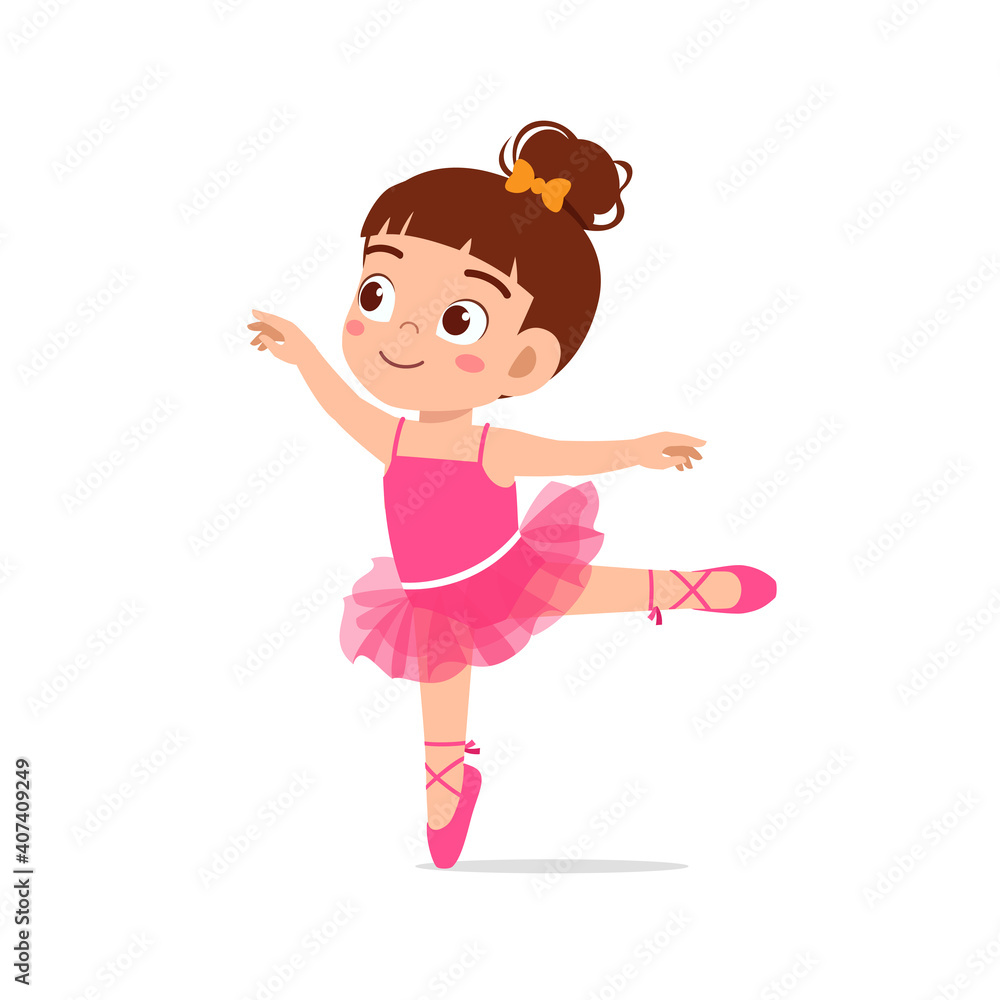 Vecteur Stock little girl wear beautiful ballerina costume and dance |  Adobe Stock