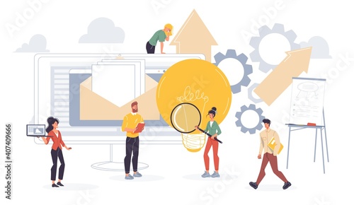 Cartoon flat characters office workers,busy employees doing business and various things at office interior. Workflow of business people concept