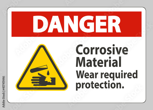 Free Download Danger Sign Corrosive Materials,Wear Required Protection - GFXLoad