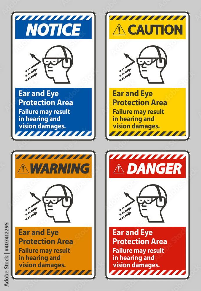 Obraz premium Ear And Eye Protection Area, Failure May Result In Hearing And Vision Damages