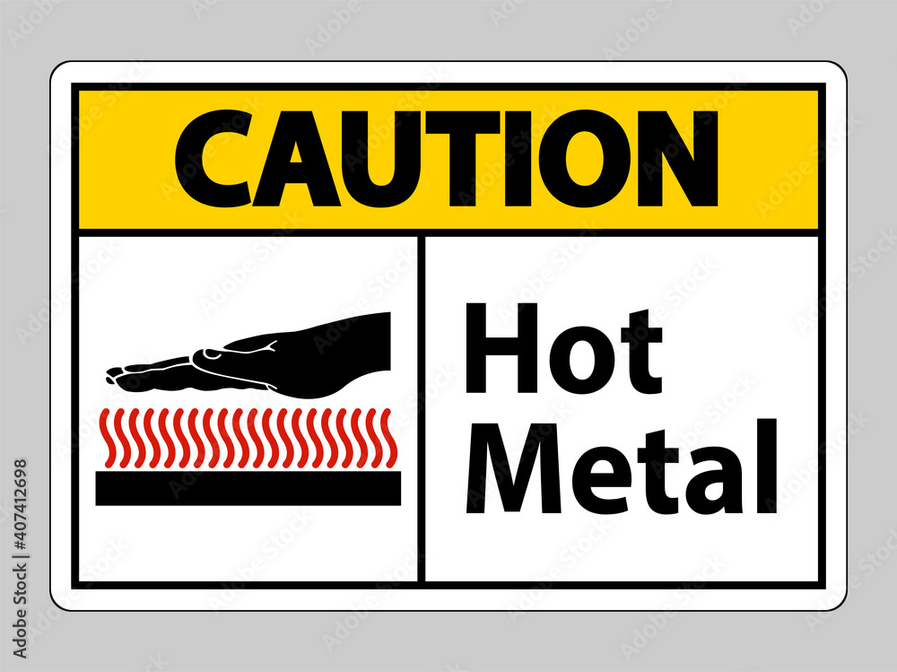Obraz premium Caution Hot Metal Symbol Sign Isolated On White Background