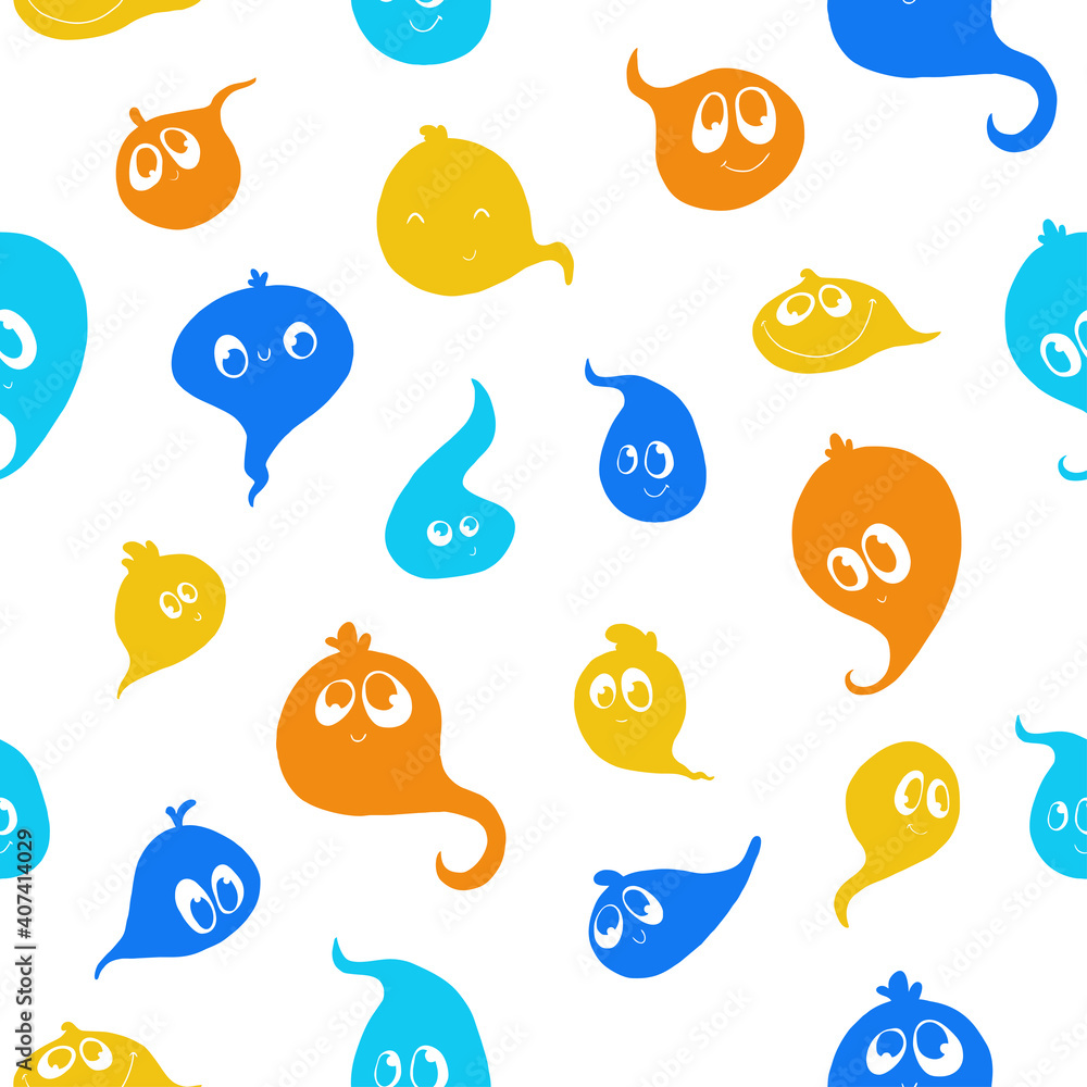 Naklejka premium seamless pattern character blot multicolored juicy bright