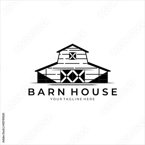 barn house logo vector vintage symbol illustration design