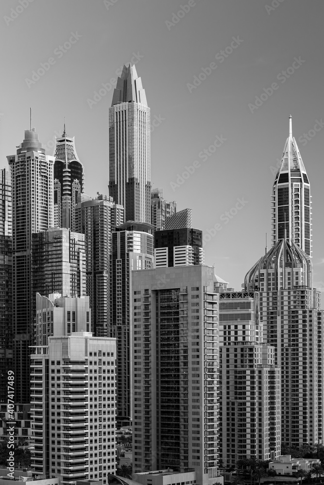 Modern architecture in luxury Dubai marina,Dubai,United Arab Emirates