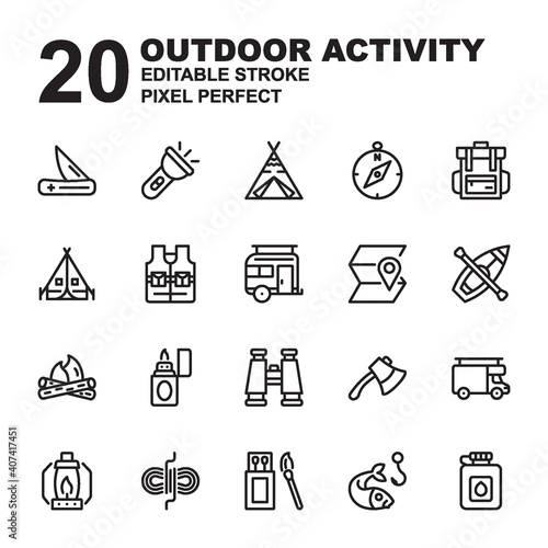 Photo Icon Set of Outdoor Activity