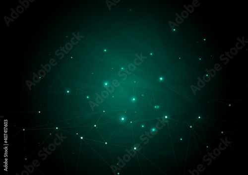 Abstract triangle plexus geometric shape background on blue and green gradient