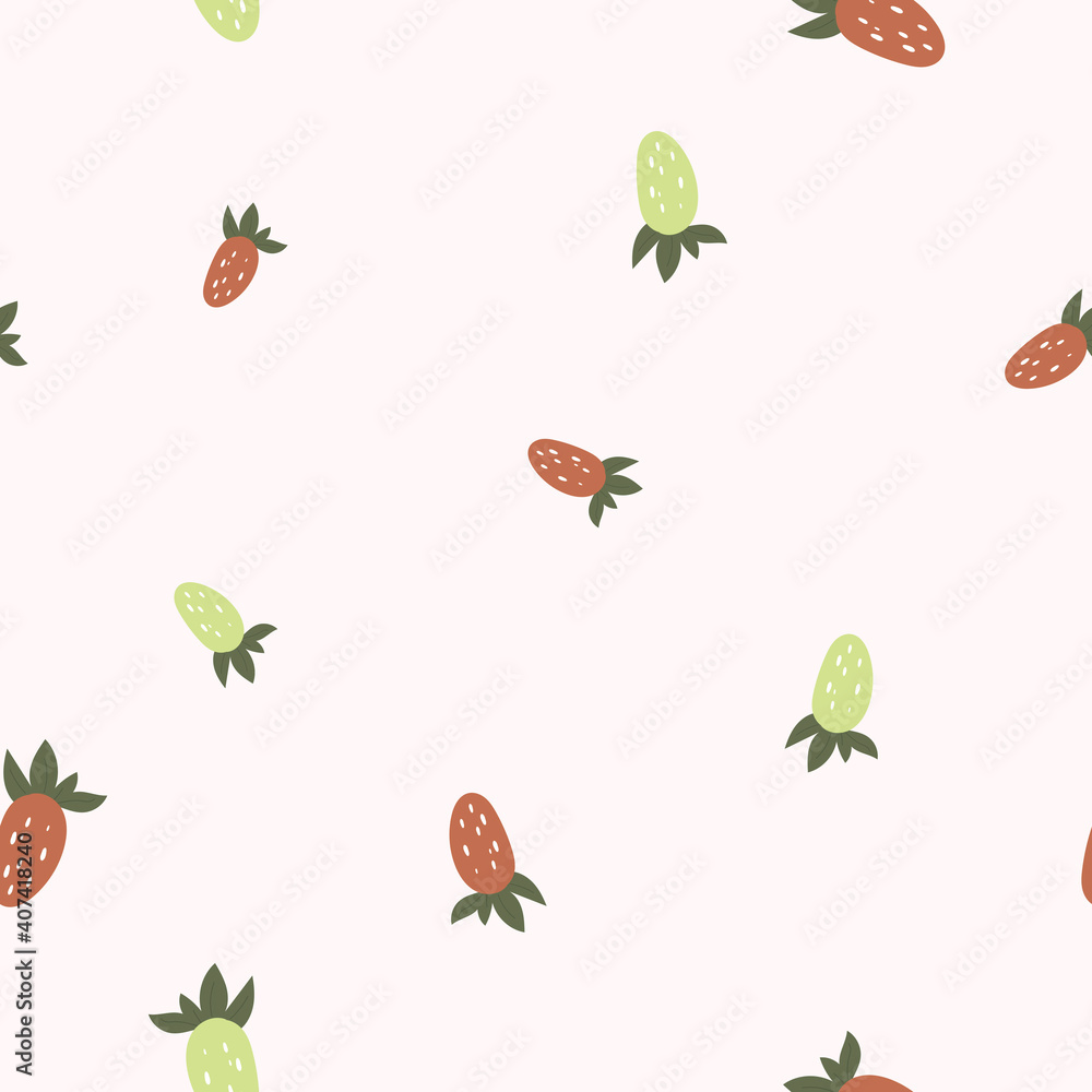 Seamless Pattern Colorful Juicy Berries Strawberries Design Vector Illustration