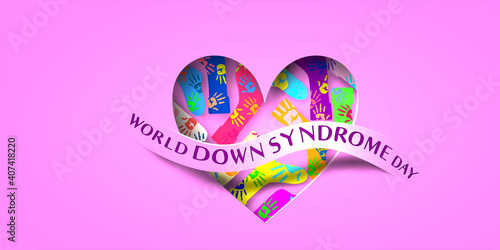 World down syndrome day concept with heart shape symbol