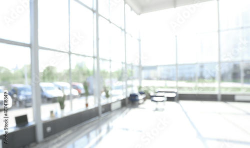 blurry image of a window in a modern office.