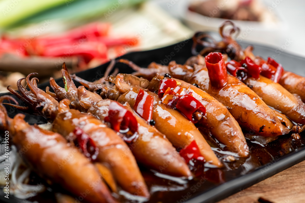 Asian cuisine braised squid