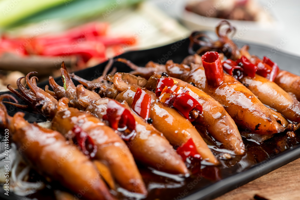 Asian cuisine braised squid Asian cuisine braised squid