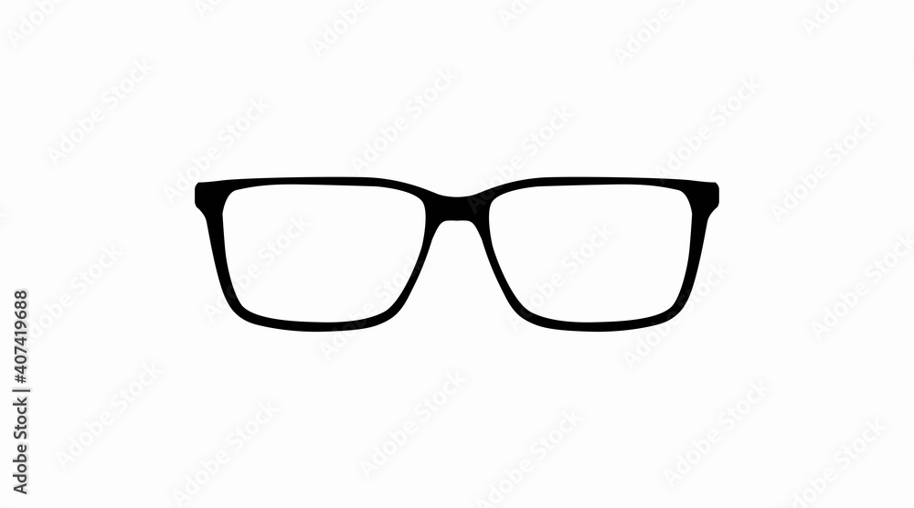 Vector Isolated Illustration of Glasses. Glasses Frame Black and White Icon Vector Isolated Illustration of Glasses. Glasses Frame Black and White Icon