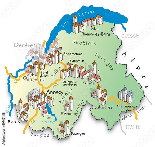 74 Carte du département de la Haute-Savoie