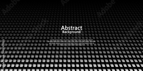 Abstract decorative background, dark texture with geometric shapes in black, white, and gray gradations. It is suitable for posters, flyers, banners, websites, etc. Vector illustration © RadipArt