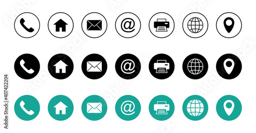 Web icon set. Business card contact information icon. Contact us icon set