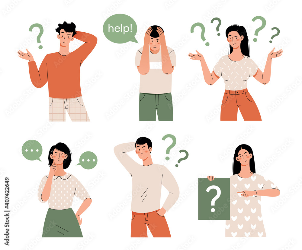 People think in different positions. Set of isolated flat characters. People think in different positions. Set of isolated flat characters.