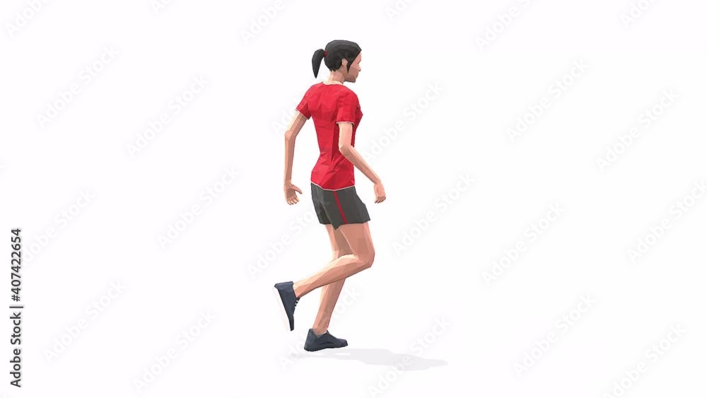 Woman exercise animation 3d model on a white background in the t-shirt. Low Poly Style. Turntable camera view Woman exercise animation 3d model on a white background in the t-shirt. Low Poly Style. Turntable camera view