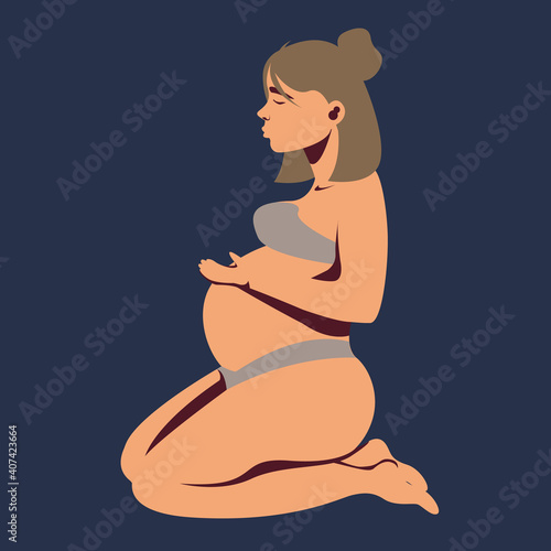 Pregnant woman isolated vector. Mother awaiting newborn baby. Mother care concept. Pregnant woman. Expectation of a child.