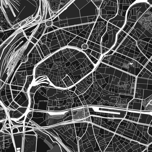 Strasbourg, France dark vector art map