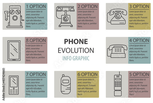 Phone history. Evolution. Thin line design vector infographic © a7880ss