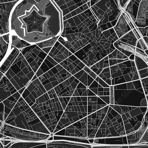 Lille, France dark vector art map