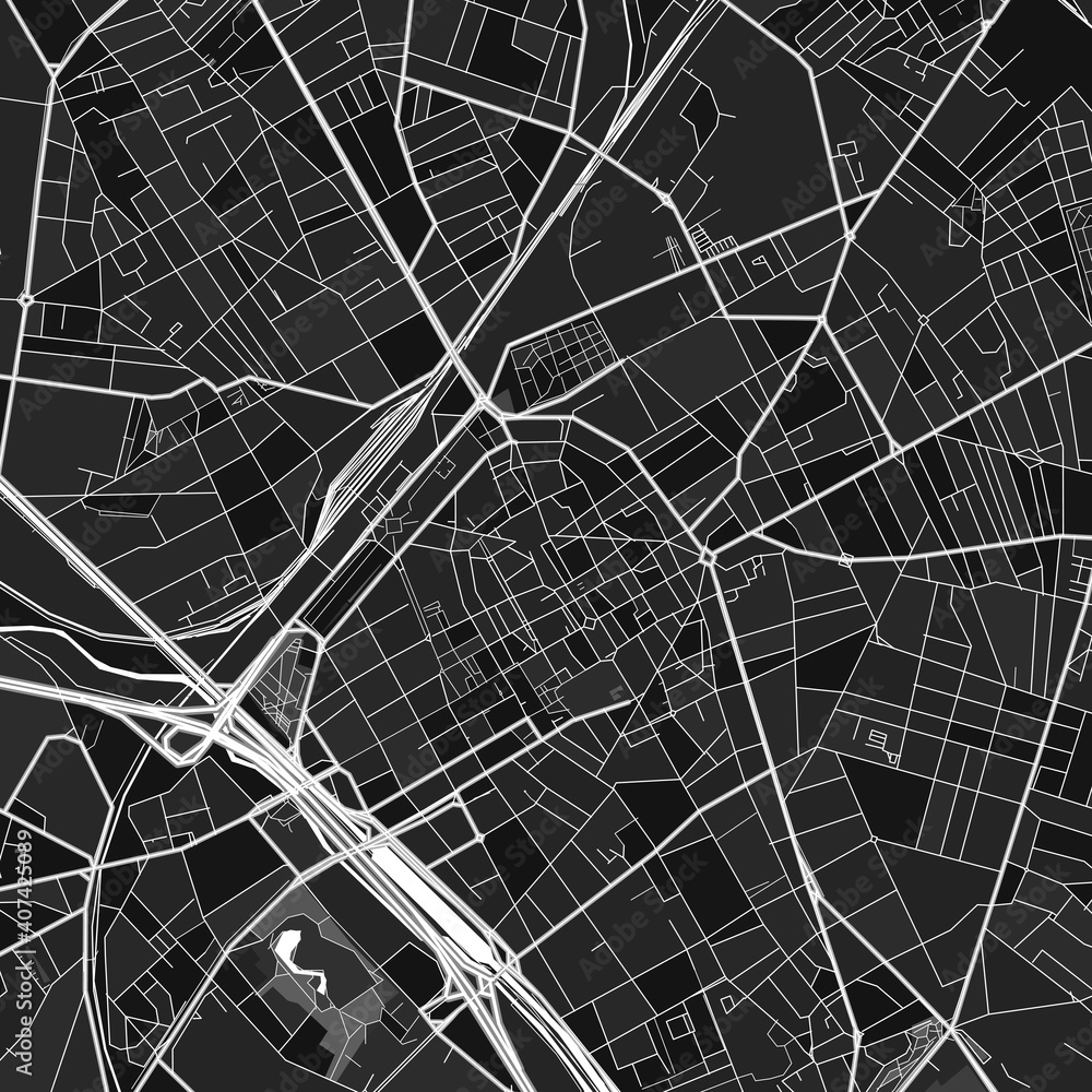 Reims, France dark vector art map