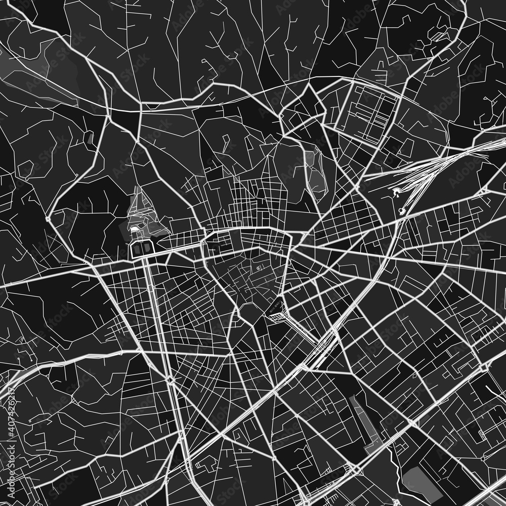 Nimes, France dark vector art map