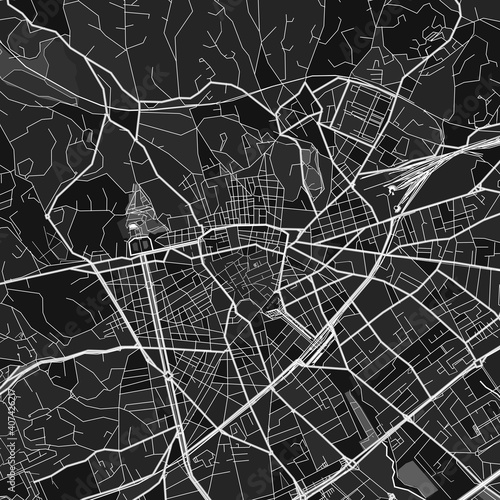 Nimes, France dark vector art map