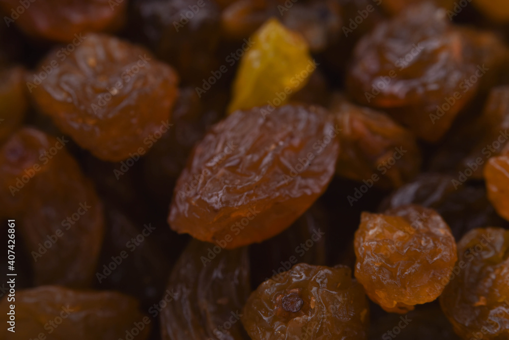 raisins close up in macro background