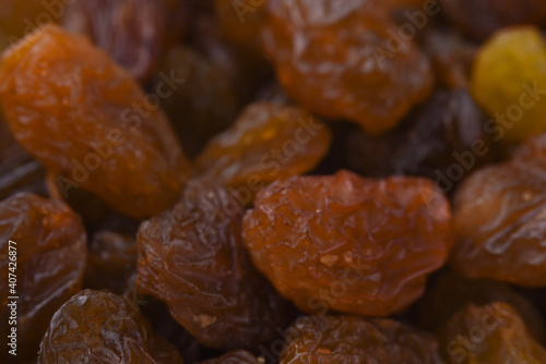 raisins close up in macro background