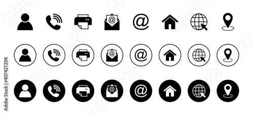 Web icon set. Business card contact information icon. Contact us icon set