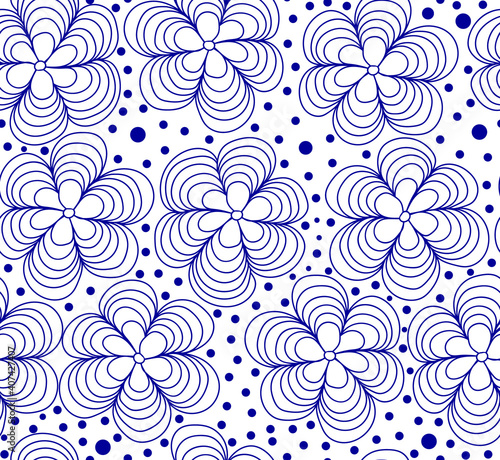 Beautiful abstract decorative vector seamless pattern with hand drawn flowers