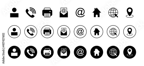 Web icon set. Business card contact information icon. Contact us icon set