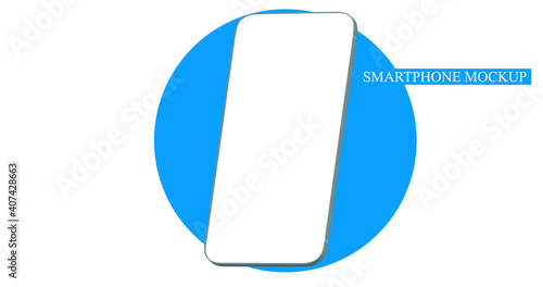Smartphone mockup. Device design element with blank screen and copy space. Mock up of  telephone with chroma key.