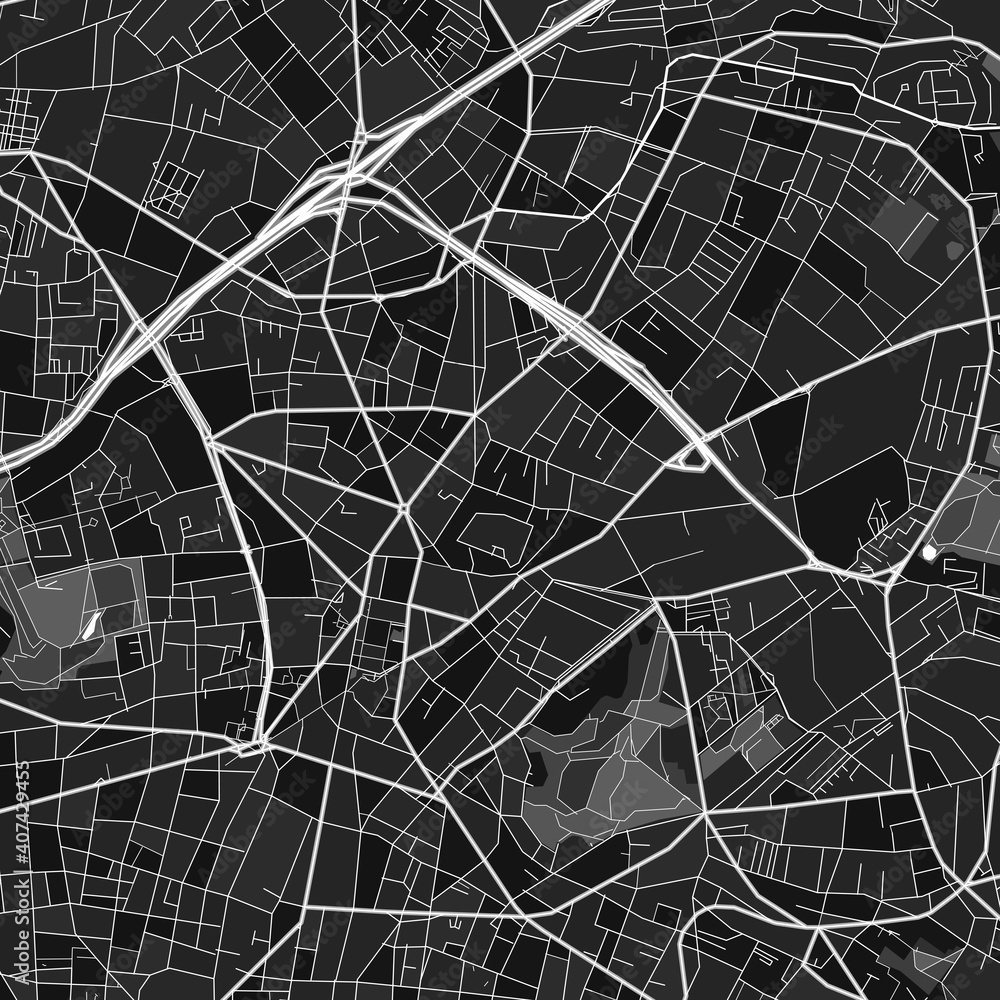 Montreuil, France dark vector art map