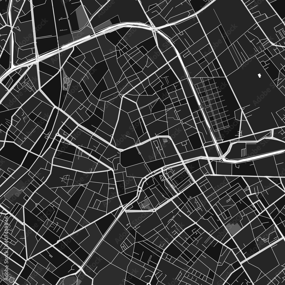 Roubaix, France dark vector art map