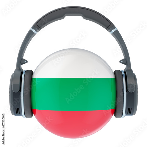 Headphones with Bulgarian flag, 3D rendering