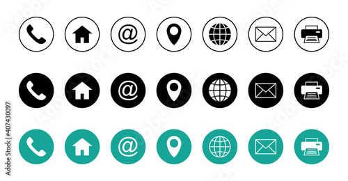 Web icon set. Business card contact information icon. Contact us icon set