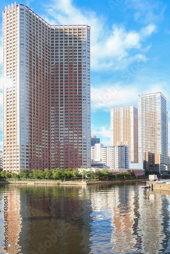 Skyscraper on an artificial island in Tokyo