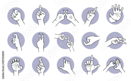 Rude and offensive hand gestures and fingers. Vector illustrations of vulgar, insulting, and disrespectful hand poses and signs.