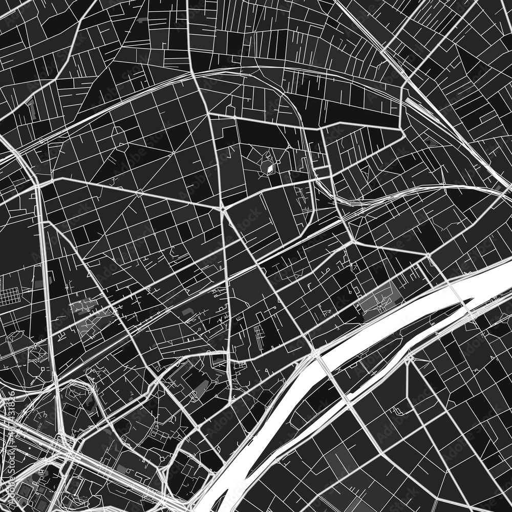 Courbevoie, France dark vector art map