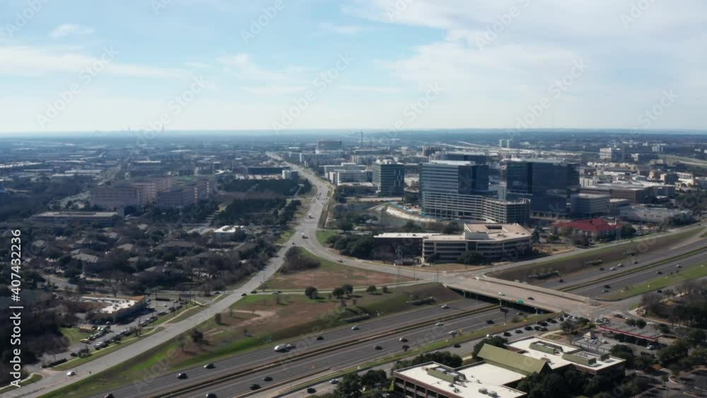 Austin's Domain district from the north side and mopac in the foreground. Austin's Domain district from the north side and mopac in the foreground.