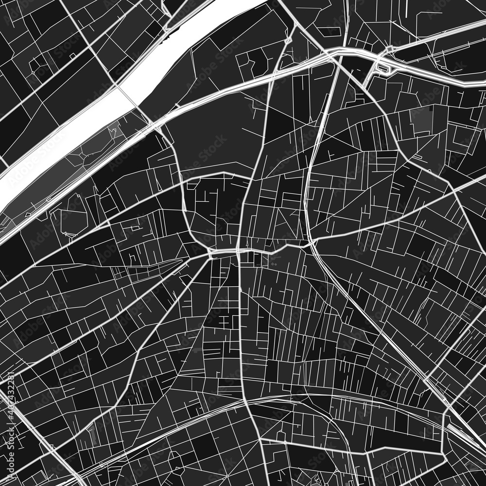 Colombes, France dark vector art map