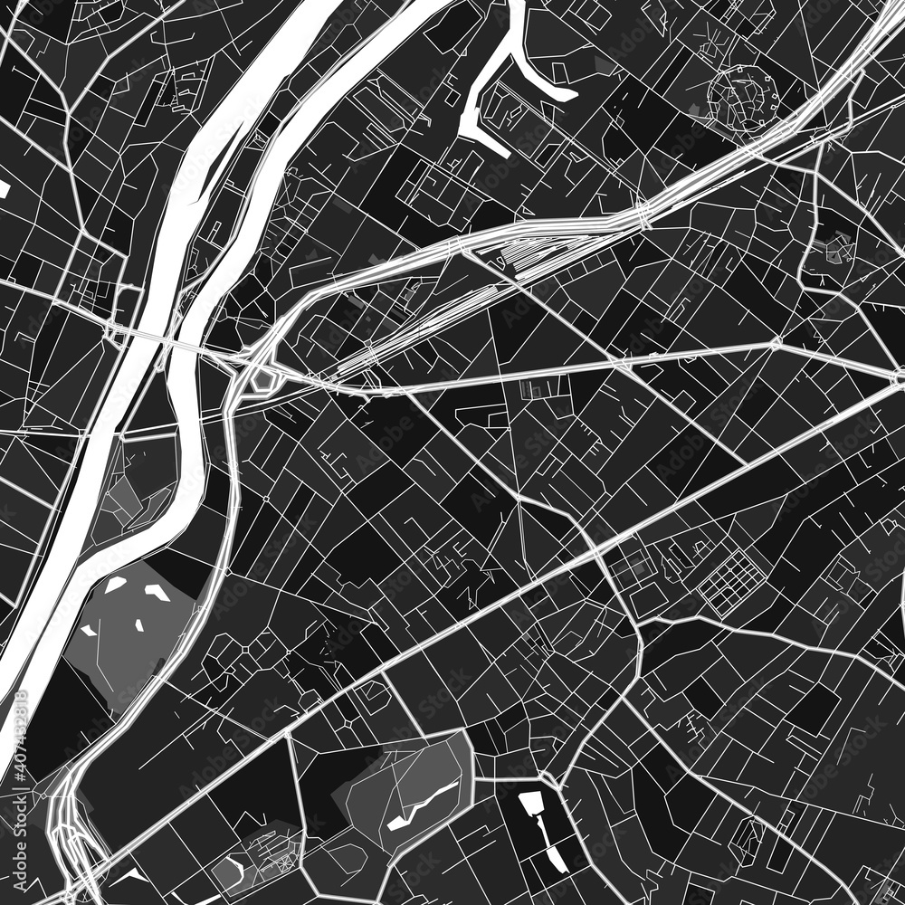 Rueil-Malmaison, France dark vector art map